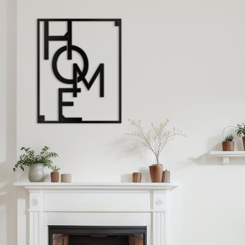 Décoration murale en métal, H 12 po x l 10 po x P 0,05 po, Noir