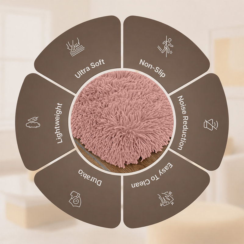 Aspire Homeware Pink Shaggy Area Rug Soft Plush Indoor Carpet, Rectangle 200cm Width X 290cm Length