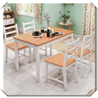 5-Piece Modern Solid Wood Dining Table Chair Set