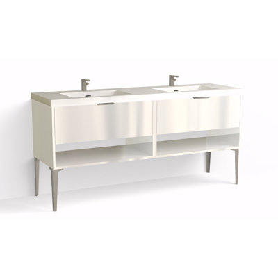 Modo 72" W Freestanding Double Bathroom Vanity with Dean Leg