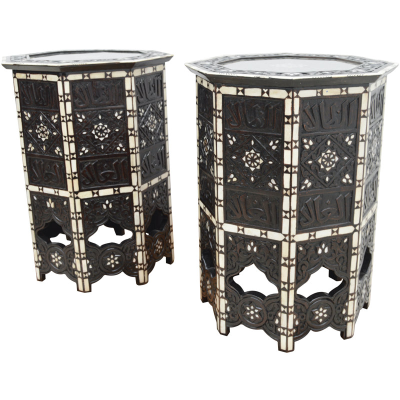 Syrian Glass End Table, Black