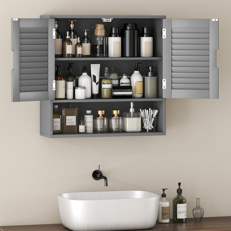 Wall, Drill / Screw Bathroom Cabinet, Gray