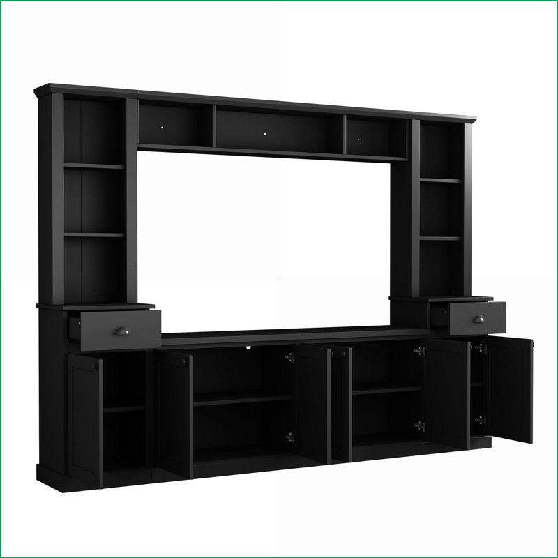 Meuble télé avec meuble télé moderne et minimaliste avec rangement pour téléviseur de 75 po ou moins | Noir | Panneau de particules