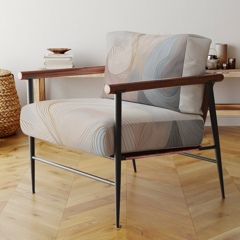 Fauteuil d'appoint tapissier abstrait doré et gris In Motion II, Noir