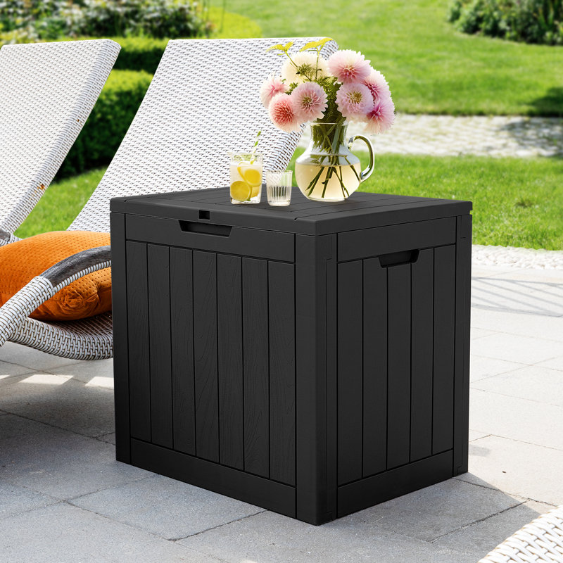 Boîte de rangement verrouillable en résine résistante à l'eau 30 gallons vbal, Noir