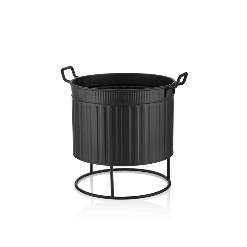 Pabst Metal Pot Planter, 38cm H x 37cm W x 37cm D, Black