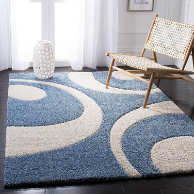 Tapis abstrait bleu Kerio
