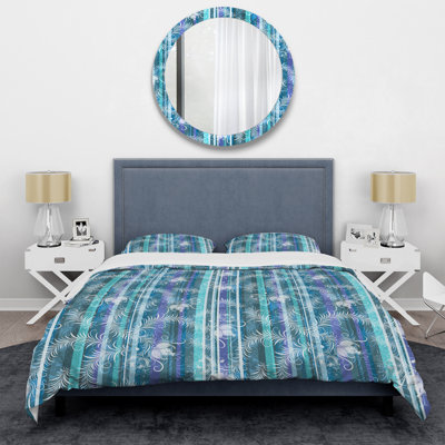 Ensemble de housse de couette en microfibre bleu / noir / blanc 3 pièces