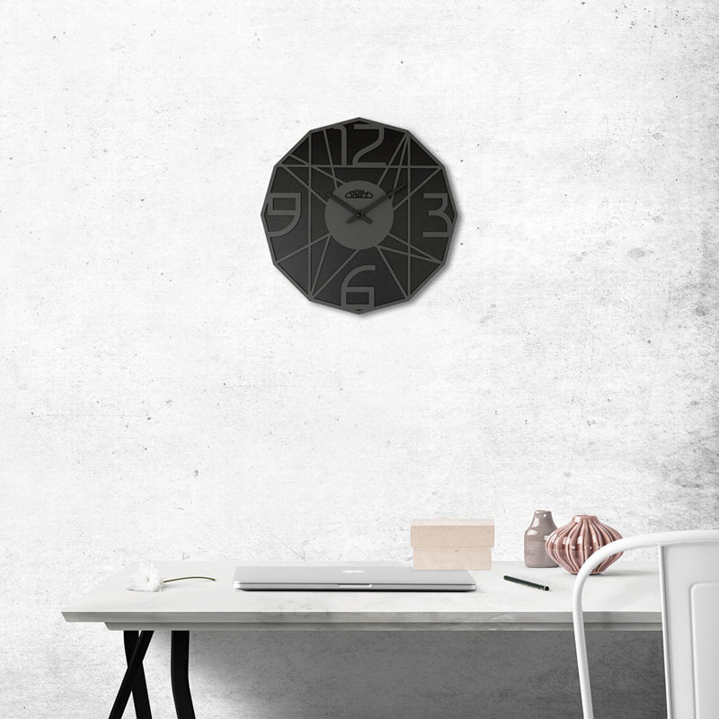 Wood Wall Clock, Black/Gray