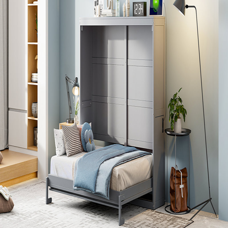 Lit escamotable parchemin Christianins, gris, Double