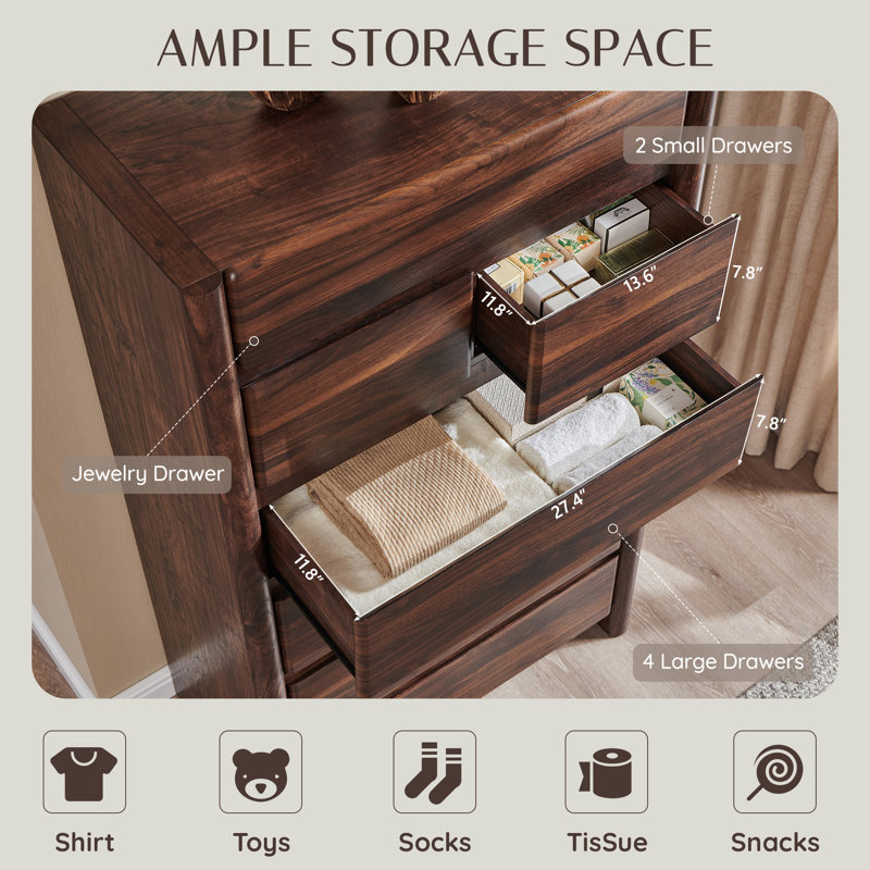 Commode 7 tiroirs Bolanos, Brun