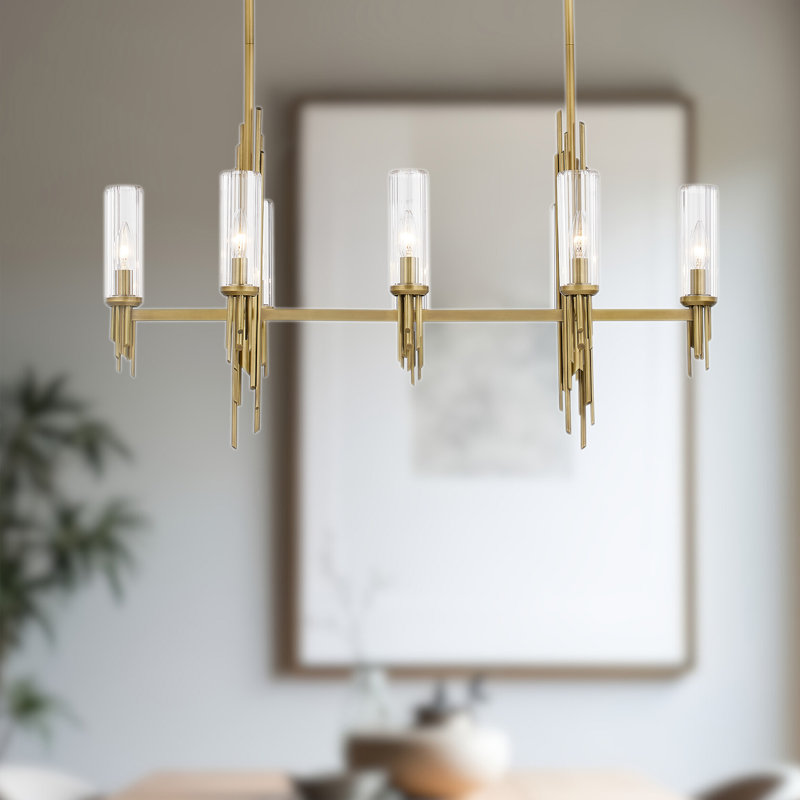 Torres 8 - Light Pendant, Vintage Brass/Clear Ribbed