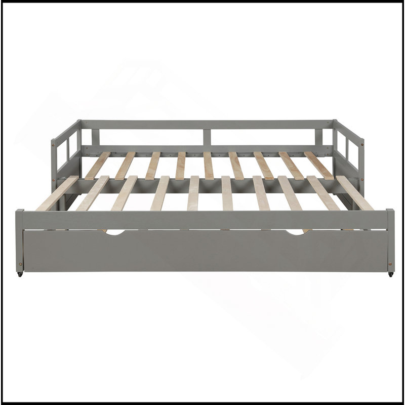 Extending Daybed With Trundle, Wooden Daybed With Trundle, Gray