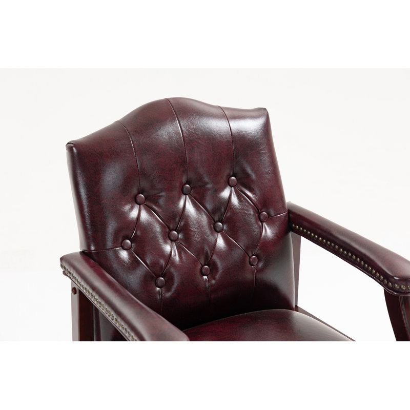 Chaises d'invité de réception en cuir avec siège et accoudoirs rembourrés Fauteuil de direction ergonomique à dossier moyen pour salle d'attente