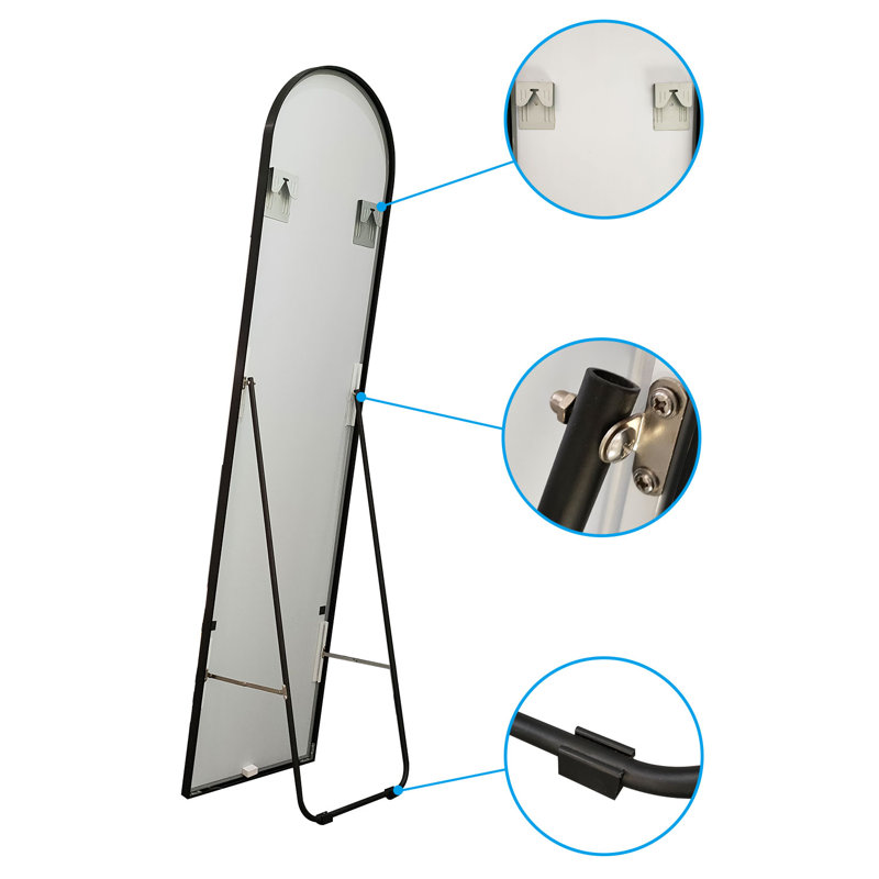 Abniel Aluminium Framed Freestanding Full Length Mirror in Black