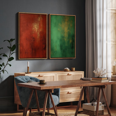 Art mural encadré, rétro, antique, classique pour chambre à coucher - 16 po x 24 po x 2 panneaux