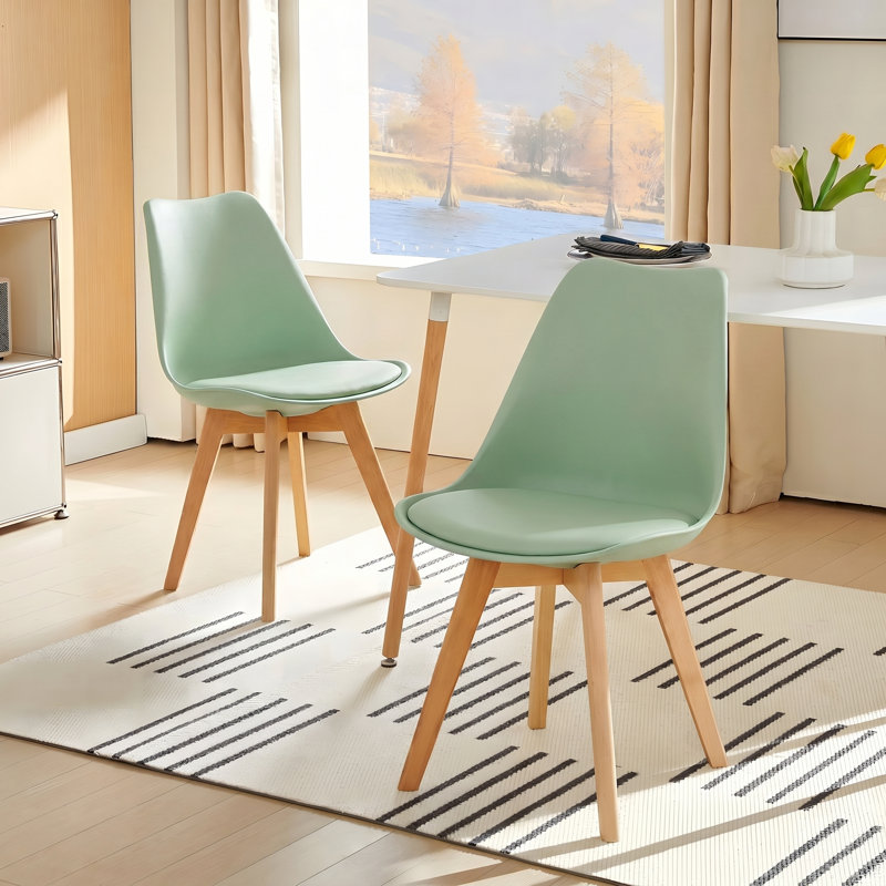 Nero Upholstered Dining Chair, Beech, Tea Green, 2