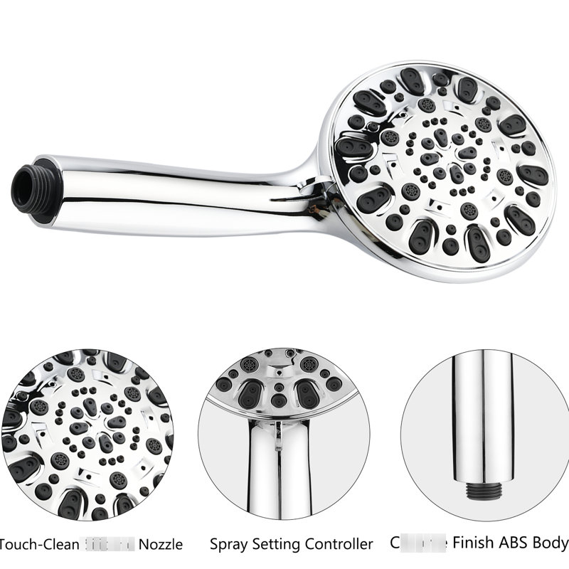 Système de douche à double tête - barre coulissante en acier inoxydable, 7 réglages de jet, fixation murale, tête de débit à débit de 1,8 gal / min, raccord 1/2 po