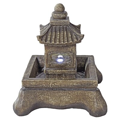 Resin Pagoda Illuminated Garden Fountain with LED Light -  Bungalow Rose, 93A52FF0C5E84911B4659519883FCABF