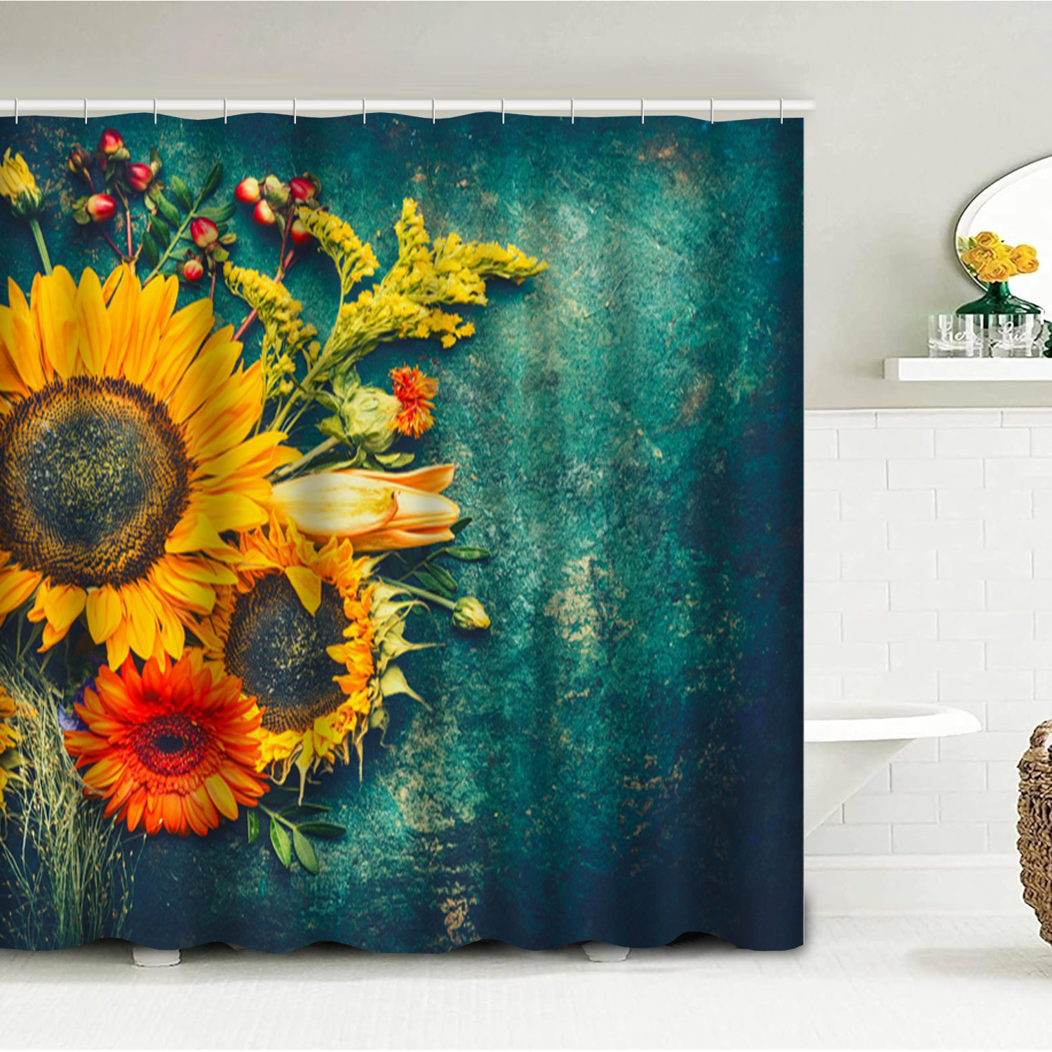 4-Piece African American Woman Shower Curtain Set - Funny Inspirational Quotes Bathroom Decor With Mats