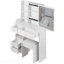 Petit meuble-lavabo de 29,2 po avec tabouret de bureau et tabouret rembourré à gauche 29,5 po, grande commande tactile, interrupteur tricolore, miroir à luminosité réglable, rangement à grande capacité, convient aux petits espaces-163986345