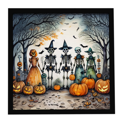 Calacas Skeletons Spooky Halloween Framed Metal Print