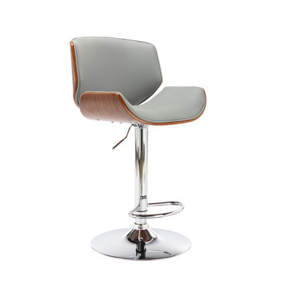 Maximo Swivel Height Adjustable Faux Leather Mid-Century Bar Stool