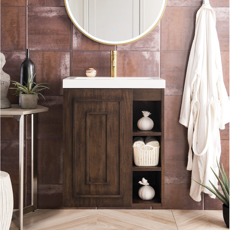 Meuble-lavabo simple l 24 po d'Alicante, Acacia mid-Century