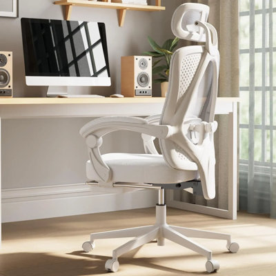 Chaise de bureau ergonomique à haut dossier avec coussin de siège large et épais, support lombaire réglable, repose-pieds et dossier
