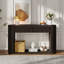 Console ovale cannelée avec 2 tiroirs et tablette inférieure, table d'entrée en bois avec glissières en métal lisse pour le salon-486706073