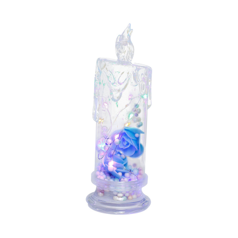 Simulation à DEL avec bougie électronique transparente rose petite nuit veilleuse chambre à coucher cœur cœur décorations