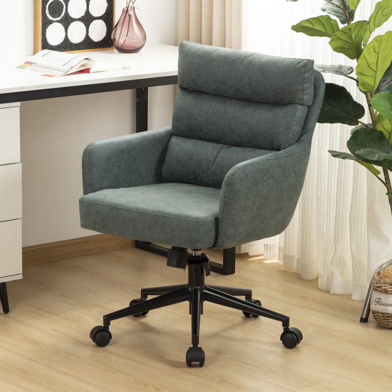 Chaise de bureau pivotante en similicuir Kopko, Bleu-gris