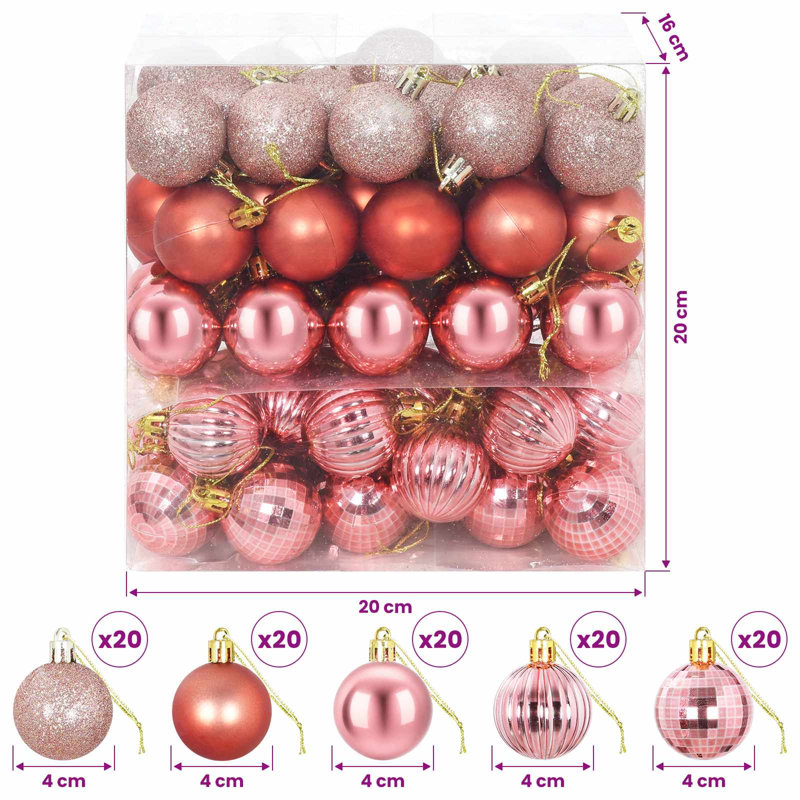 4cm Polystyrene Bauble, Pink, Rose