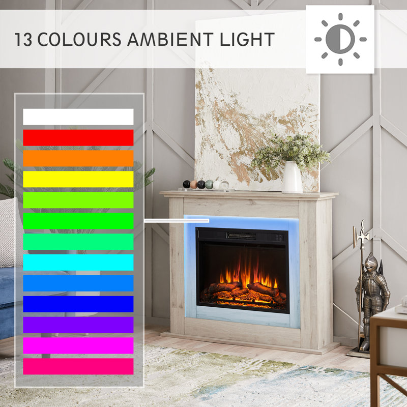 SAVANNAH FLAMEKO Electric Fireplace, 82cm H x 100cm W x 25cm D, Grey Bronx Oak