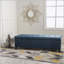 Banc de rangement avec repose-pieds rembourré bleu marine, parfait pour les vestibules et les chambres à coucher, repose-pieds spacieux et élégant avec compartiment caché-1508208960