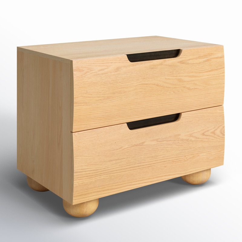 Estelle Beethoven Wood 2 Drawer 28" Nightstand, Natural