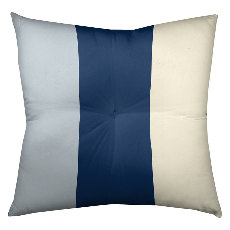 Striped Reversible Throw Pillow, Silver/Navy Blue/Cream, 26" x 26"