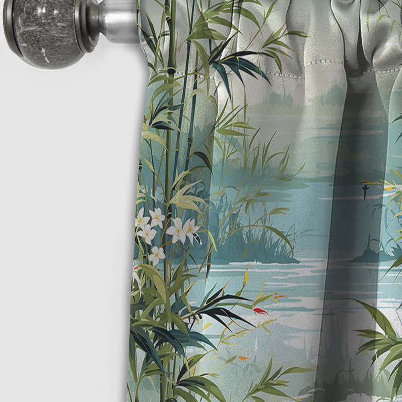 Tropical Zen Bamboo - Floral Curtain - Blackout Floral Curtain - 1 Panels, 52" W x 63" L