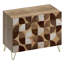 Buffet, armoire de rangement pour la cuisine avec 2 portes, motif en brun foncé et blanc à motif Polygone, console pour salle à manger L 35 po x l 18 po x H 29 po-130467309