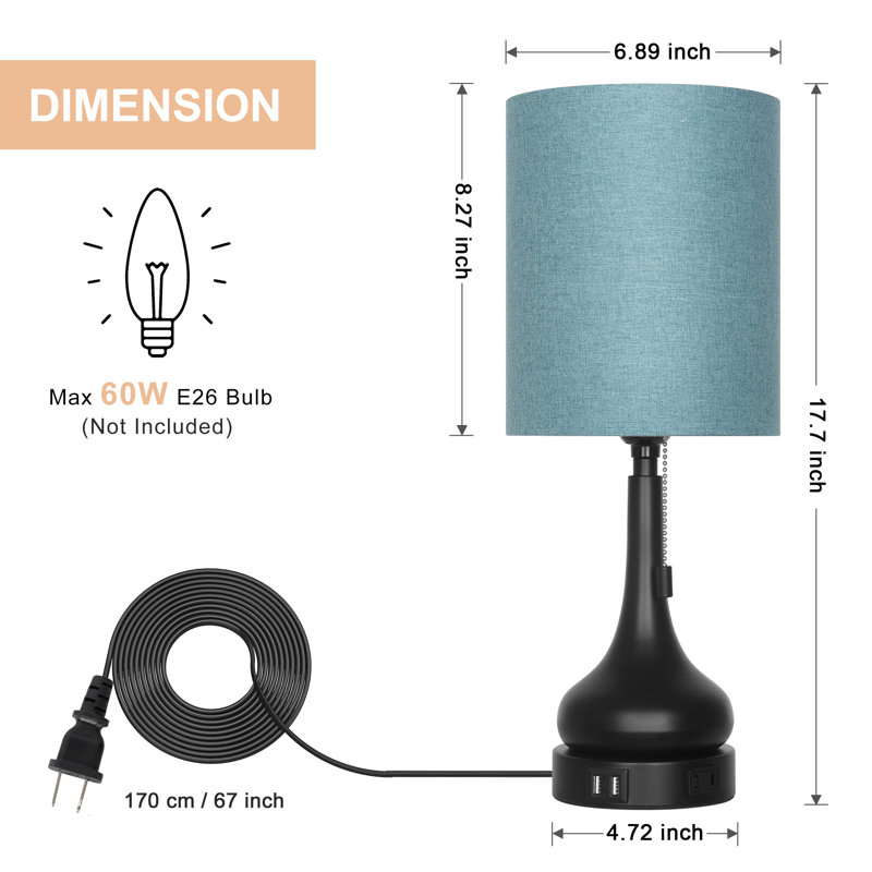 Ensemble de lampes de table noires 12 po Tiniya