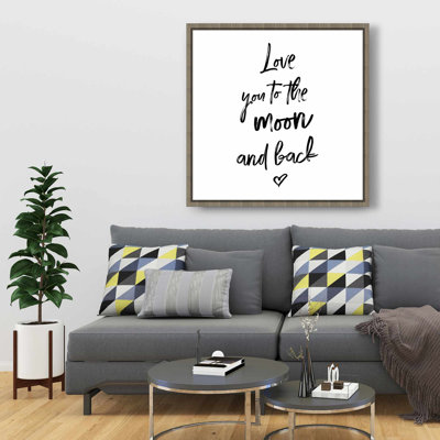 «Love you to the lune and back» - Toile avec cadre blanc astronomie