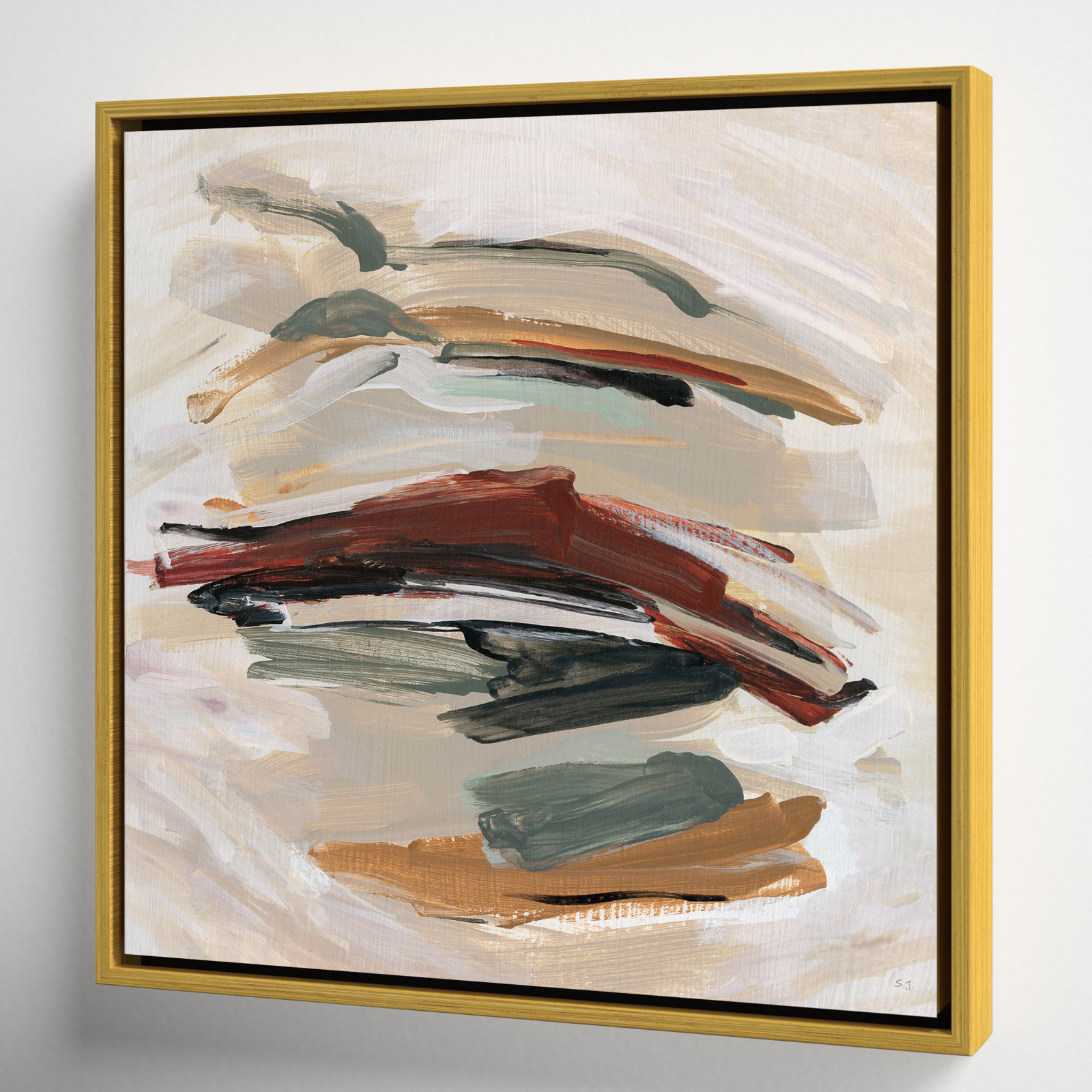 Carmina "Spring Shadows" Painting by Susan Jill, Gold , 17.5" H x 17.5" W