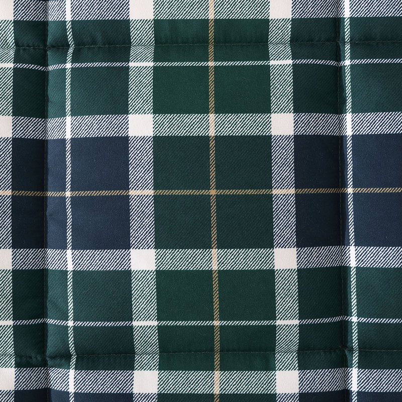 Navy and Green Reversible Microfiber Twin Bedspread Set