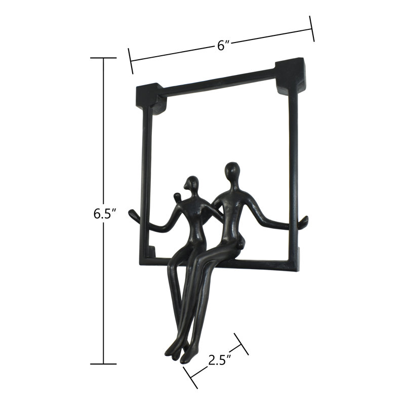 Adam and Friends Home Decor Swinging Couple Sculpture, Black
