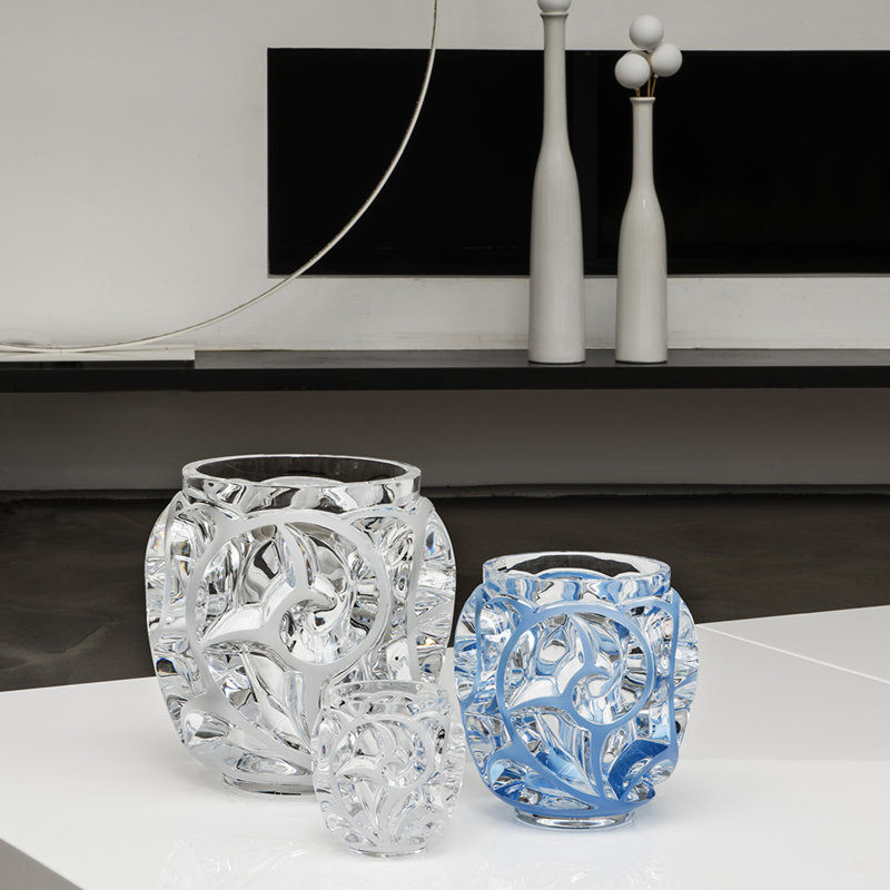 Tourbillons Handmade Crystal Table Vase, 10.51" H x 9.45" W x 9.45" D, Clear
