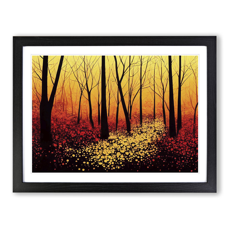 Warm Autumn Forest Vol.5 - Single Picture Frame Print, 46cm H x 64cm W x 2cm D, Black Framed