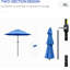 Parasol de patio 9 pi avec auvent bleu foncé et inclinable, pour la pelouse de jardin 9 pi 3 po - Cour arrière inclinable à manivelle, pelouse, espace