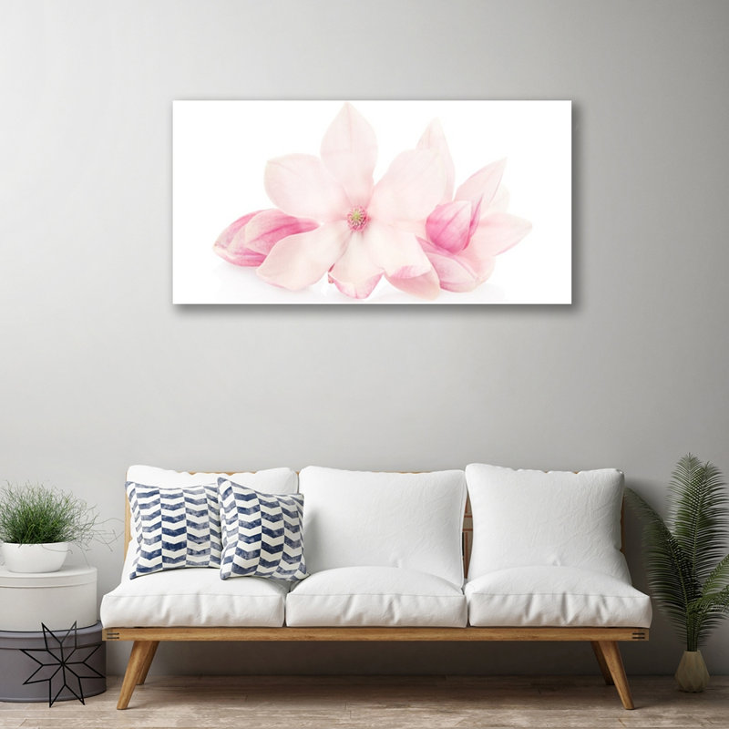 Glass Print Wall Art 100X50cm Image Printed On Glass Decorative Wall Picture Behind Toughened / Tempered Safety Real Glass For Kitchen & Living Room Theme: Flowers Floral