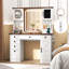  Table de coiffeuse Farmhouse avec miroir de maquillage éclairé et 3 portes