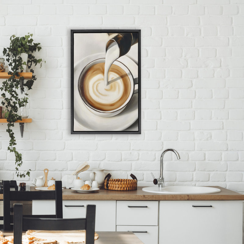 Cadre flottant Verser Latte Milk Swirl, conception par Annabelle Hall, Cadre flottant noir de jais, H 25 po x l 17 po